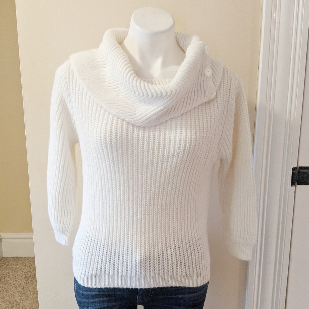 Vintage Lady Barbara cream color cowl neck sweater
